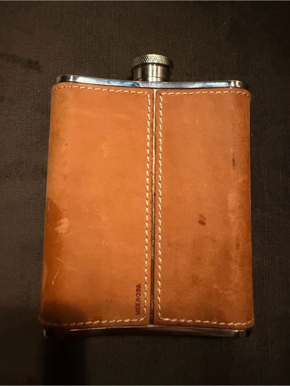 Tan Leather Hip Flask - Classic Men's Carry